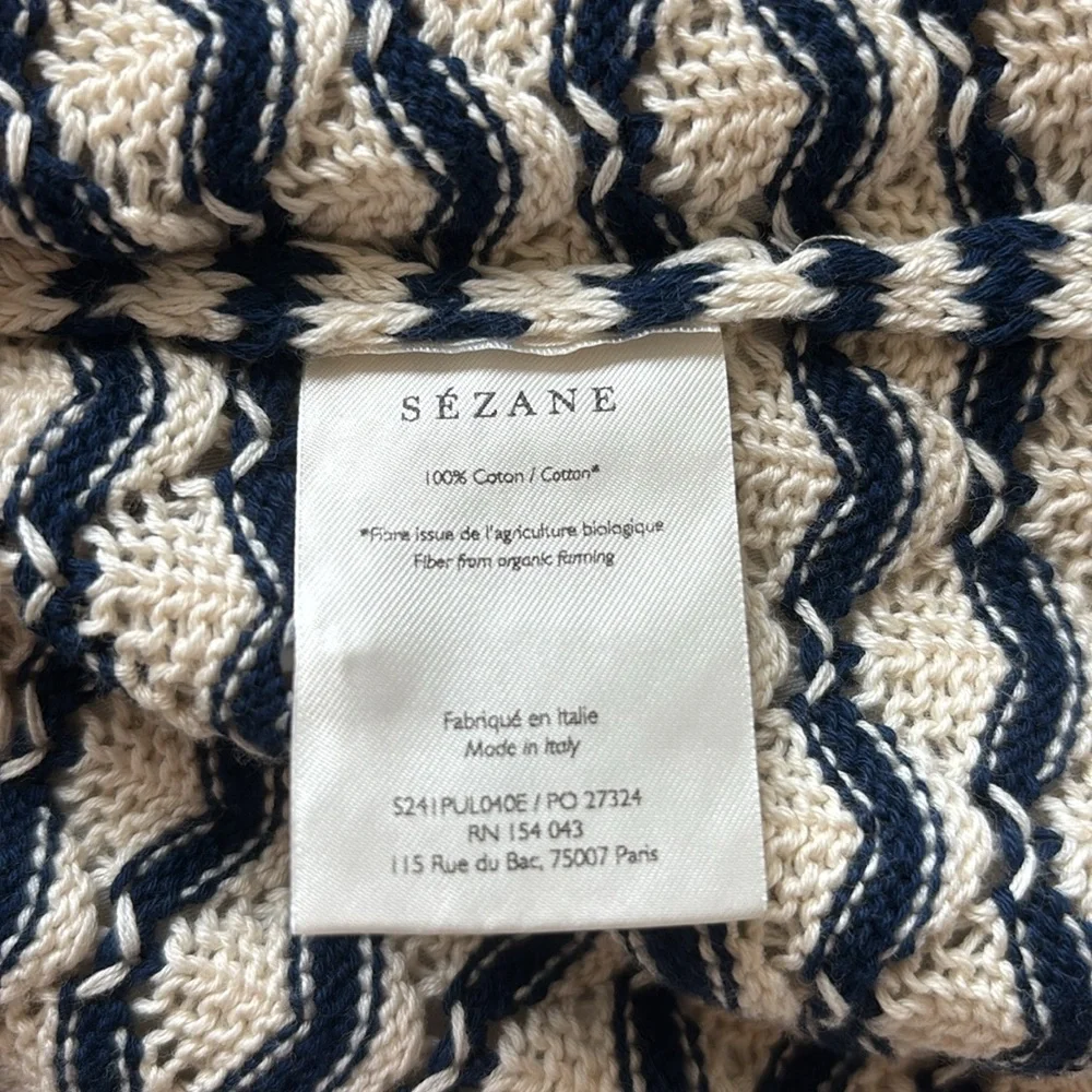 Sezane Mae Jumper Ecru / Navy - Size L - Picture 5 of 8